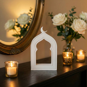 Minimalist Masa Üstü İslami Taş Dekor - Hilal Motifli Mihrap Tasarım