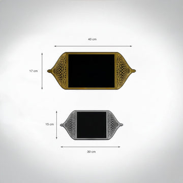 Mihrap tasarım sunum tepsisinin ölçüleri: 40 x 17 cm ve 30 x 15 cm