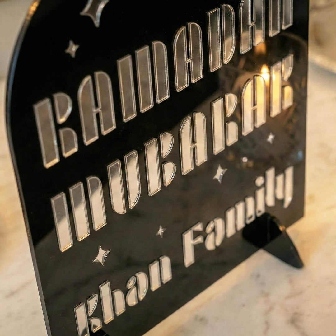 Modern Masa Üstü Ramazan Dekoru - Kişiye Özel Aile İsimli Akrilik Stand