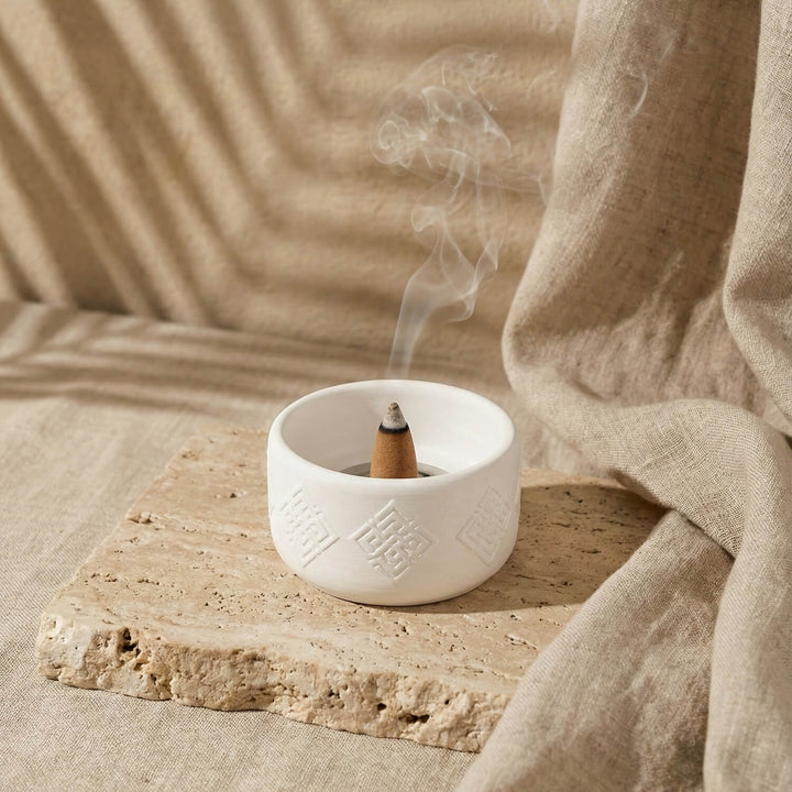 İslami Taş Buhurdanlık - 4 Zikir Yazılı Kufi Hat Modern Tasarım