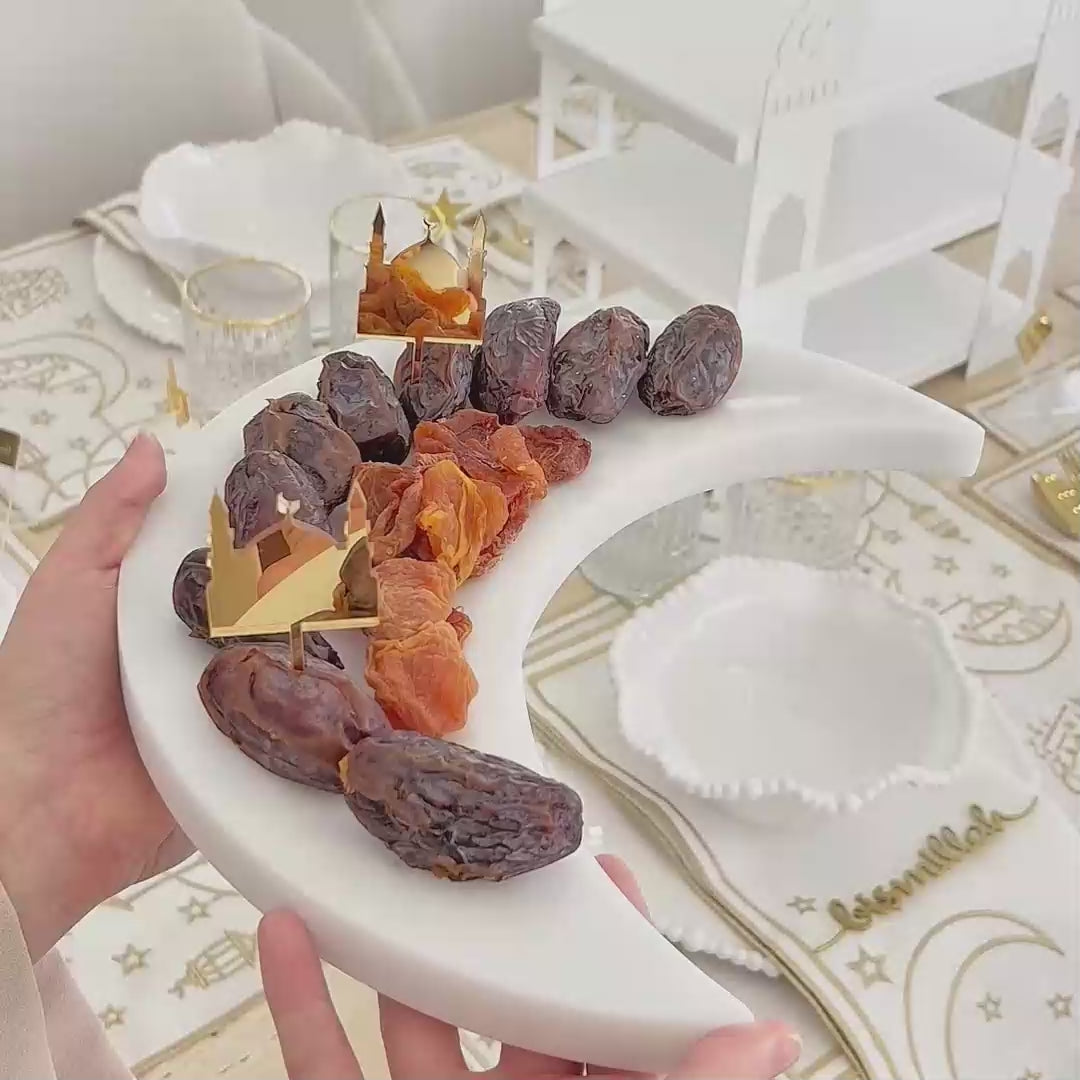 Ramazan Hilali Mermer Servis Tabağı - Modern İftar ve Bayram Sunumluğu