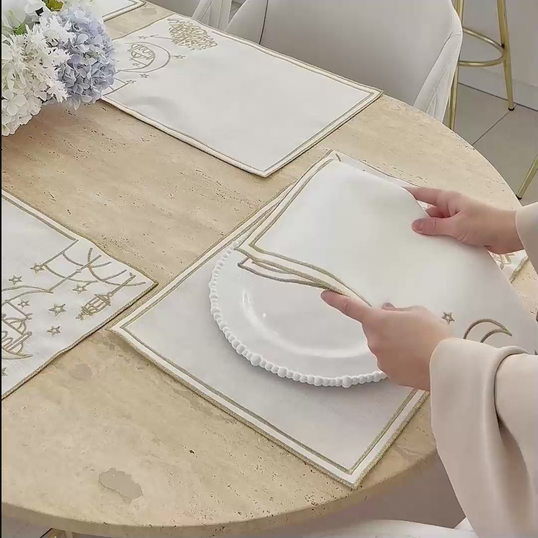 Ramazan Temalı Kumaş Peçete Takımı - 6 Kişilik Sofra Seti (24 Parça)