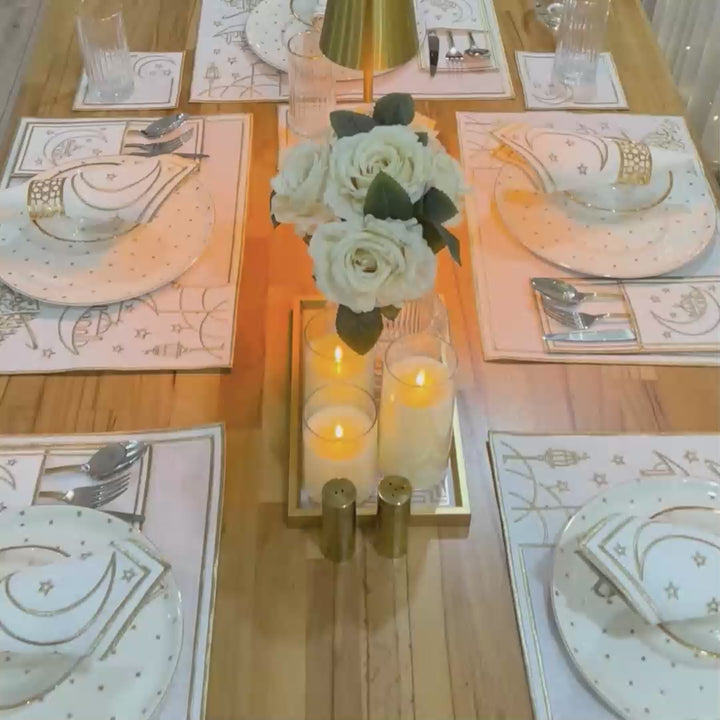 Ramazan Temalı Kumaş Peçete Takımı - 6 Kişilik Sofra Seti (24 Parça)