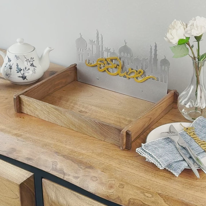 Ramazan Servis Tepsisi – Ahşap ve Paslanmaz Çelik İslami Sunumluk