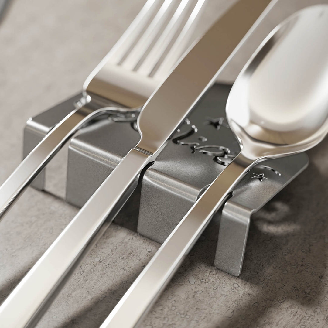 Metal Çatal Bıçak Tutucu - Ramazan Kerim İşlemeli Kubbe Tasarım Stand