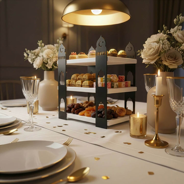 ramazan temali 3 katli sik kaliteli ve islevsel servis standi islamicwallarttr