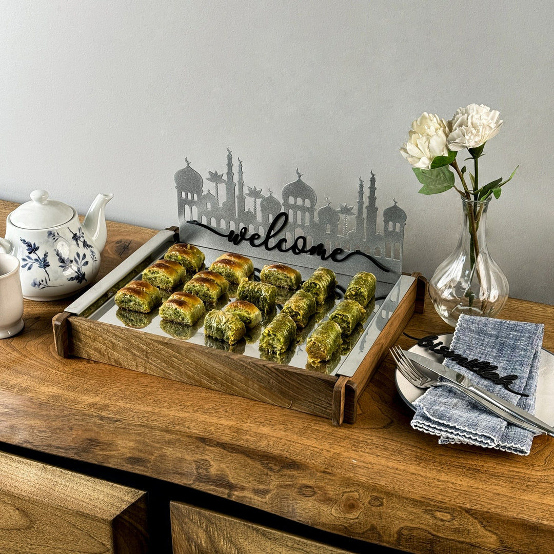 ramazan servis tepsisi iftar sofralari icin sik sunum standi islamicwallarttr