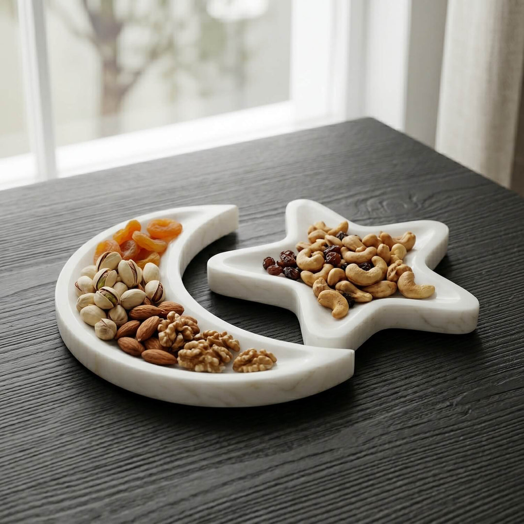 Ramazan Hilali Mermer Servis Tabağı - Modern İftar ve Bayram Sunumluğu