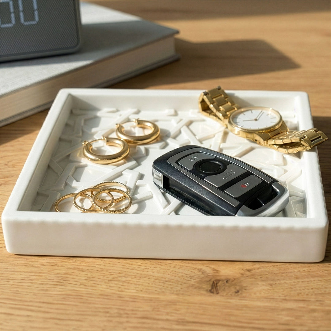 selcuklu yildizi tas tozu  beyaz dekoratif tabak iyi bir organizerdir islamicwallarttr