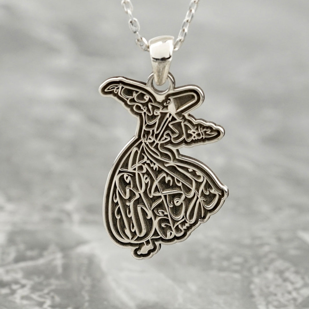 semazen seklinde osmanlica ya oldugun gibi gorun ya gorundugun gibi ol yazili gumus kolye islamicwallart
