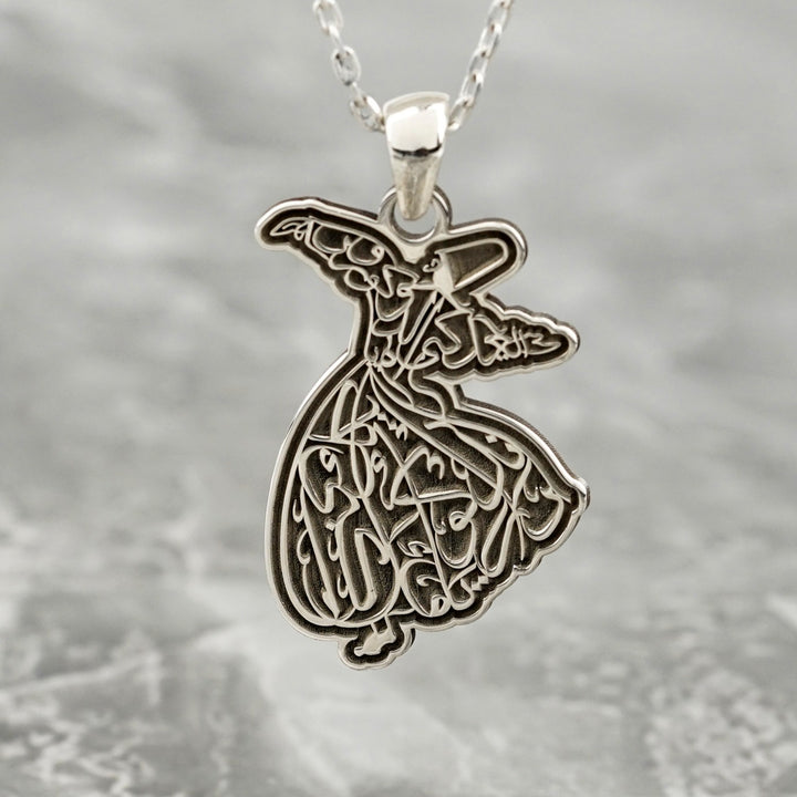 semazen seklinde osmanlica ya oldugun gibi gorun ya gorundugun gibi ol yazili gumus kolye islamicwallart