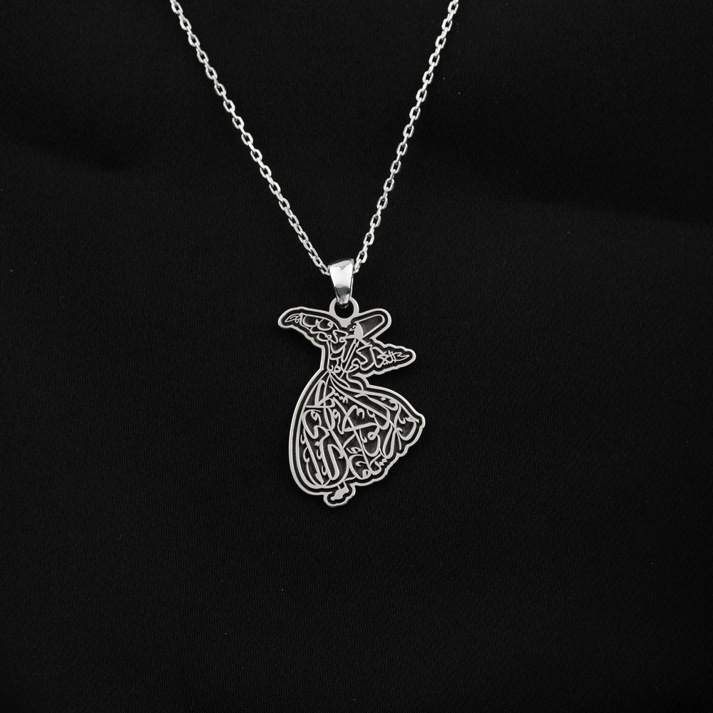 semazen seklinde osmanlica ya oldugun gibi gorun ya gorundugun gibi ol yazili gumus kolye islamicwallart