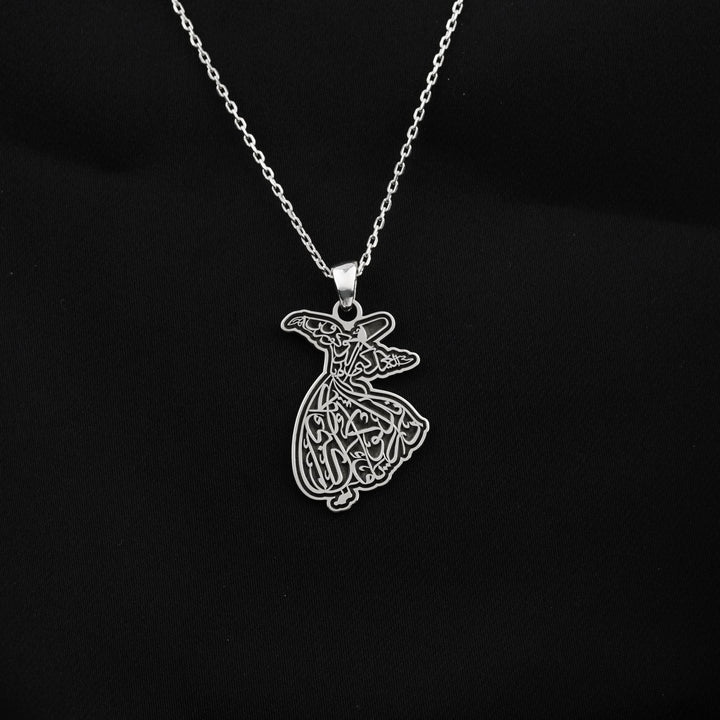 semazen seklinde osmanlica ya oldugun gibi gorun ya gorundugun gibi ol yazili gumus kolye islamicwallart