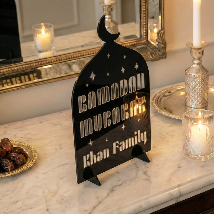 Modern Masa Üstü Ramazan Dekoru - Kişiye Özel Aile İsimli Akrilik Stand