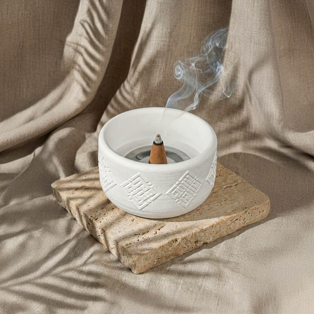 İslami Taş Buhurdanlık - 4 Zikir Yazılı Kufi Hat Modern Tasarım