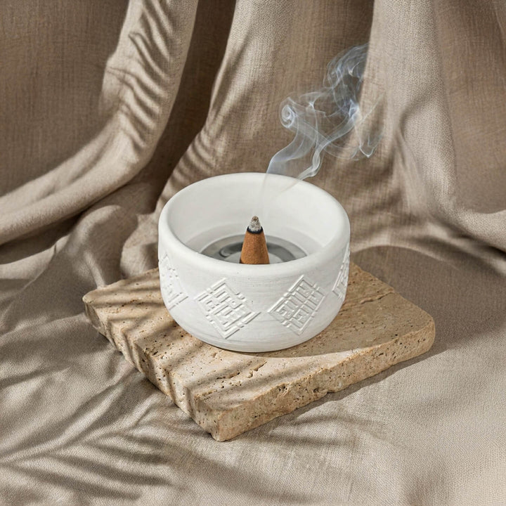 İslami Taş Buhurdanlık - 4 Zikir Yazılı Kufi Hat Modern Tasarım