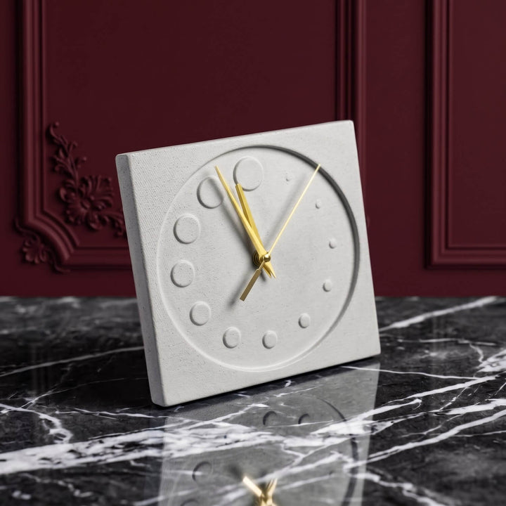 Geometrik Daire Formlu Taş Döküm Masa Saati – Minimalist Tasarım