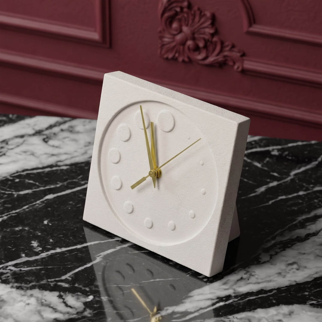 Geometrik Daire Formlu Taş Döküm Masa Saati – Minimalist Tasarım