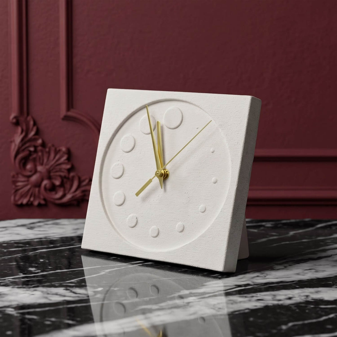 Geometrik Daire Formlu Taş Döküm Masa Saati – Minimalist Tasarım