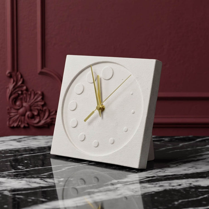 Geometrik Daire Formlu Taş Döküm Masa Saati – Minimalist Tasarım