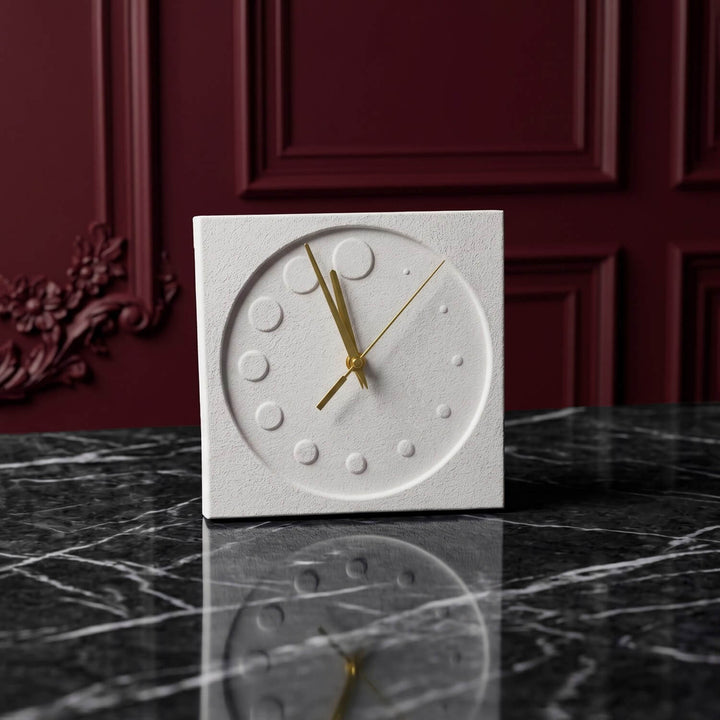 Geometrik Daire Formlu Taş Döküm Masa Saati – Minimalist Tasarım