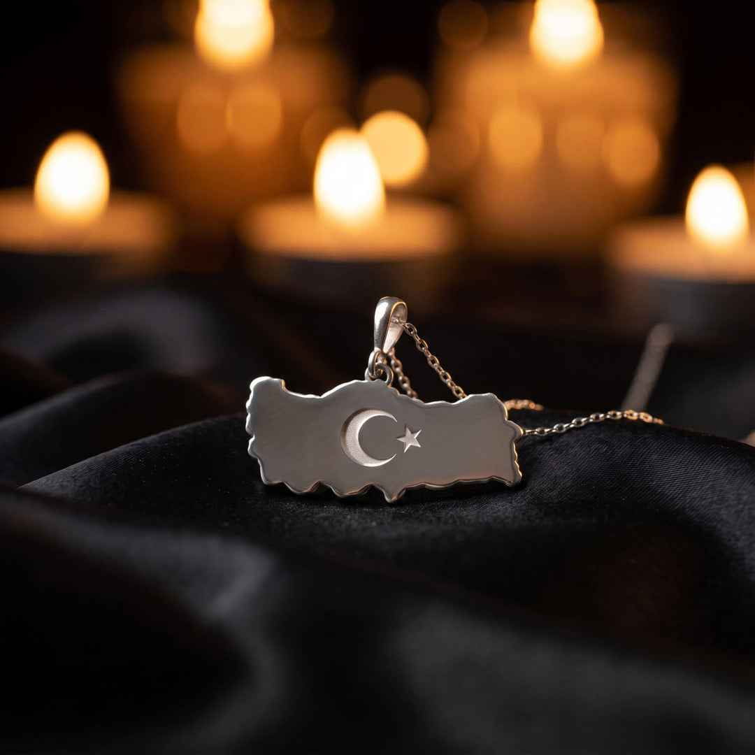 Türkiye haritası kolye, 925 ayar gümüş