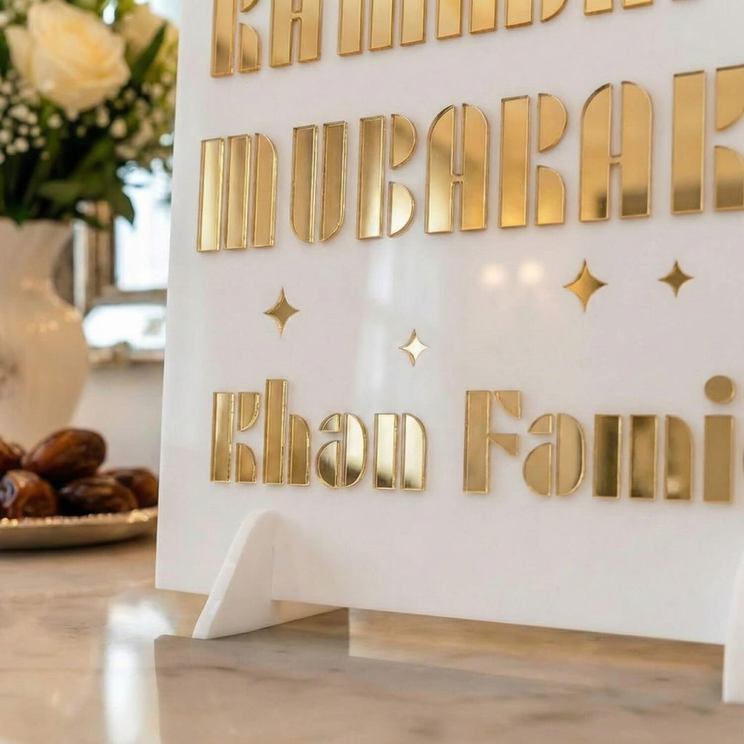Modern Masa Üstü Ramazan Dekoru - Kişiye Özel Aile İsimli Akrilik Stand