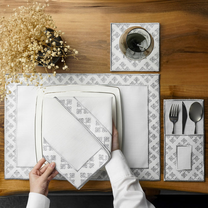 gumus nakisli ramazan pecetesi takimi modern ve zarif masa konsepti islamicwallarttr