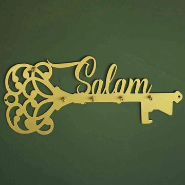 İngilizce Selam Yazılı Metal Anahtarlık İslami Duvar Dekoru