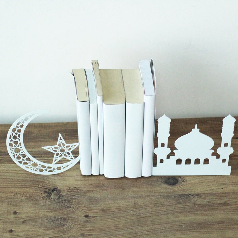 Hilal, Yıldız ve Cami Motifli Kitap Tutucu Bookend - Islamic Wall Art